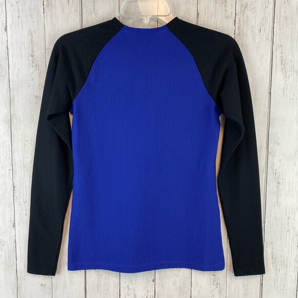 Lauren Ralph Lauren Blue/Black Colorblock 1/2 Zip Mesh Long Sleeve Shirt Size XS - Picture 8 of 11